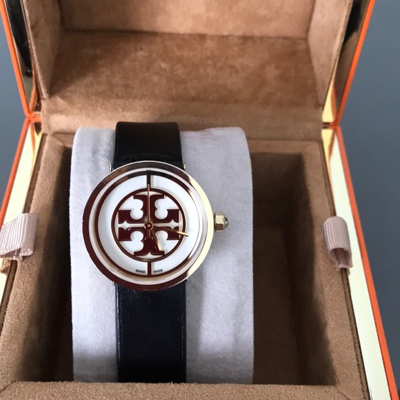 Tory Burch Accessories - Tory Burch Reva black leather strap watch 36mm